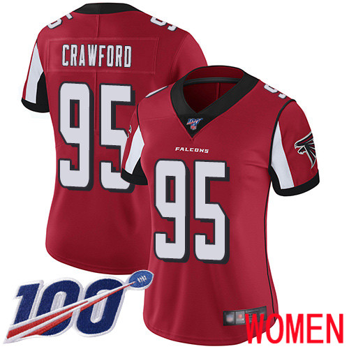 Atlanta Falcons Limited Red Women Jack Crawford Home Jersey NFL Football 95 100th Season Vapor Untouchable